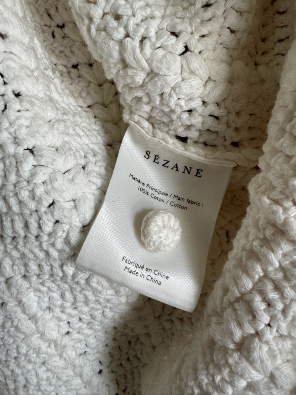 Sezane White Crochet Button-Front Tank Top - Picture 6 of 6